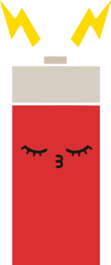 Bir insan tarafından çizilmiş düz renk retro pili.