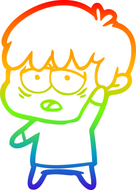 gökkuşağı gradyan çizgi çizimi bir insan tarafından çizilmiş bitkin bir çocuk