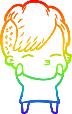 gökkuşağı gradyan çizimi bir çizgi film kızı bir insan tarafından çizilmiş.