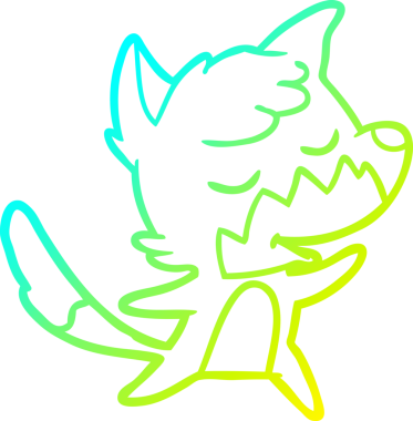 Bir insan tarafından çizilmiş dost canlısı bir tilkinin soğuk çizgi çizimi.