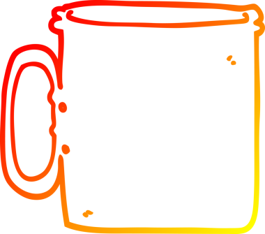 Bir insanın çizdiği bir fincan kahvenin sıcak çizgi çizimi.