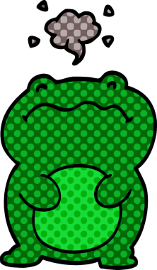 Bir insan tarafından çizilmiş komik karikatür kurbağası.