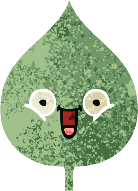 Bir insan tarafından çizilmiş dışavurumsal yaprağın retro çizim tarzı karikatürü