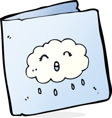 Bir insan tarafından çizilmiş bulut desenli çizgi film kartı.