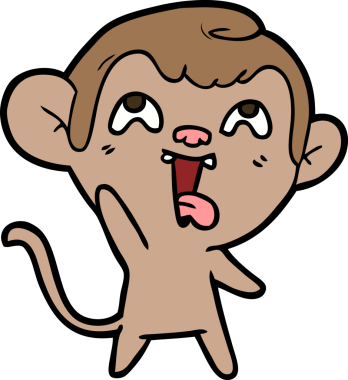 Bir insan tarafından çizilmiş çılgın çizgi film maymunu