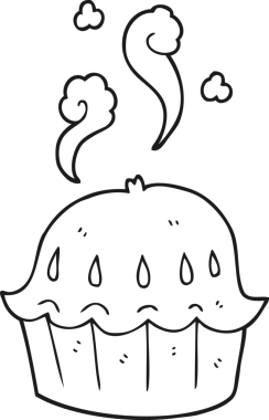 Bir insan tarafından çizilmiş siyah beyaz karikatür sıcak turta