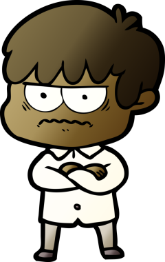 Bir insan tarafından çizilmiş sinirli çizgi film çocuğu.