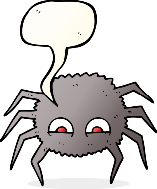 Bir insan tarafından çizilmiş serbest konuşma balonu çizgi film örümceği