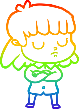 gökkuşağı gradyan çizgi çizimi ilgisiz bir kadının bir insan tarafından çekilen kollarını katlaması