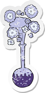 Bir insan tarafından çizilen karikatür bilim deneyinin gerilimli retro yapıştırması