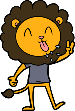 Bir insan tarafından çizilmiş mutlu çizgi film aslanı.