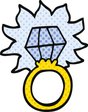 Bir insan tarafından çizilmiş çizgi roman tarzı elmas yüzük.