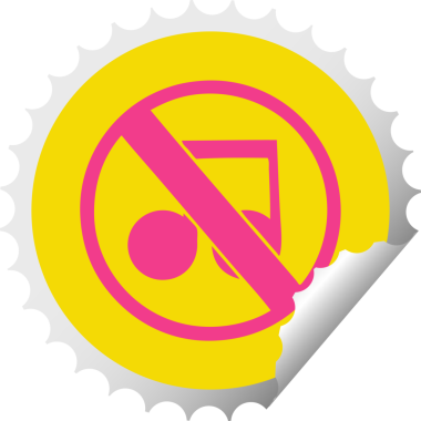 Bir insan tarafından çizilmiş müzik olmayan bir tabelanın dairesel kabuk soyma etiketi.