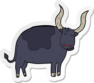 Bir insan tarafından çizilmiş bir öküz çıkartması.