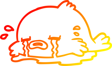 Bir insan tarafından çizilen ağlayan bir balığın sıcak çizgi çizimi