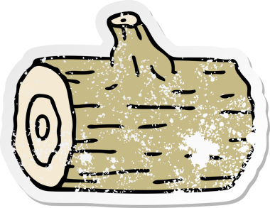 Bir insan tarafından çizilmiş garip bir el çıkartması, ahşap bir karikatür.