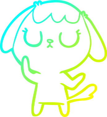 Bir insan tarafından çizilmiş şirin bir çizgi köpeğin soğuk gradyan çizgisi.