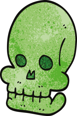 Bir insan tarafından çizilmiş garip bir kafatası.