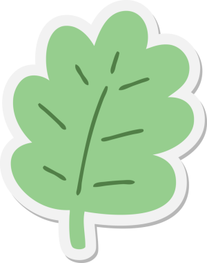 Bir insan tarafından çizilmiş basit bir çizgi film yaprağı çıkartması.