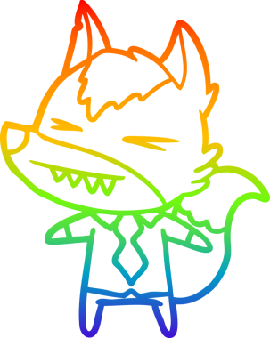 Bir insan tarafından çizilmiş kızgın bir kurt patronun çizdiği gökkuşağı gradyanı çizimi