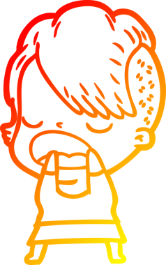 Bir insan tarafından çizilmiş havalı bir hippi kızın sıcak çizgi çizimi.