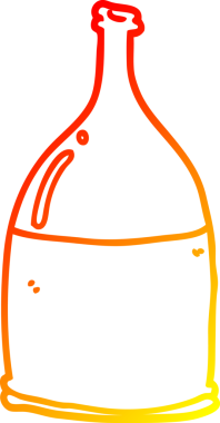 Bir insan tarafından çizilmiş karikatür şişesinin sıcak gradyan çizgisi