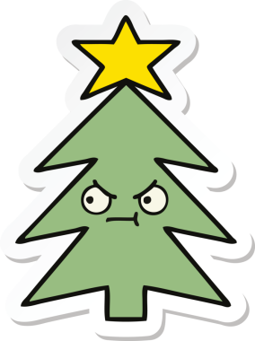 Bir insan tarafından çizilmiş şirin bir noel ağacının çıkartması.