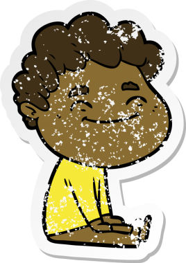 Bir insan tarafından çizilmiş, karikatür dostu bir adamın sıkıntılı çıkartması.