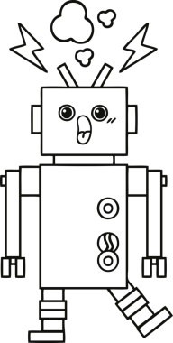 Bir insan tarafından çizilmiş robot arızasının çizgi çizimi