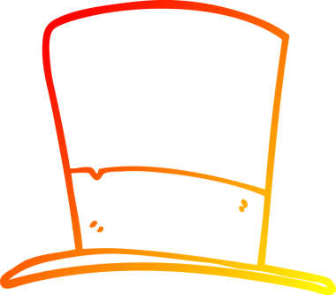 Bir insan tarafından çizilmiş bir çizgi film silindir şapkasının sıcak çizgi çizimi