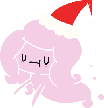 Bir insan tarafından çizilmiş Kawai hayaletinin Noel karikatürü.