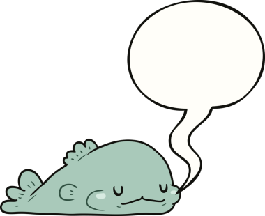 Bir insan tarafından çizilmiş baloncuklu tatlı çizgi film balığı.