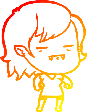 Bir insan tarafından çizilmiş ölümsüz vampir bir kızın sıcak çizgi çizimi