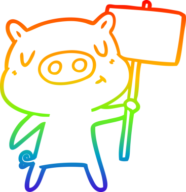 gökkuşağı gradyan çizgi çizimi bir çizgi içerik domuz işaret direği; bir insan tarafından çizilmiş işaret