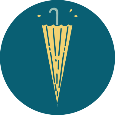 Bir insan tarafından çizilmiş kapalı bir şemsiyenin ikonik dövme şekli