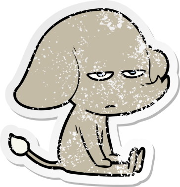 Bir insan tarafından çizilmiş kızgın bir fil çıkartması.