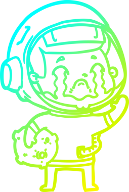 Bir insan tarafından çizilmiş ağlayan astronot çizgi filmi.