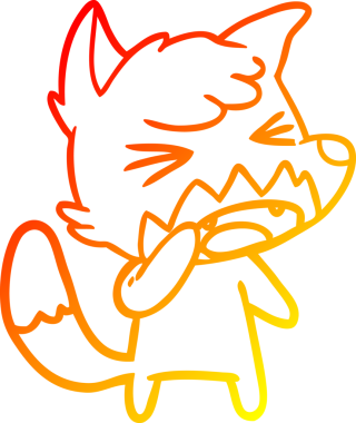 Bir insan tarafından çizilmiş kızgın bir tilkinin sıcak çizgi çizimi