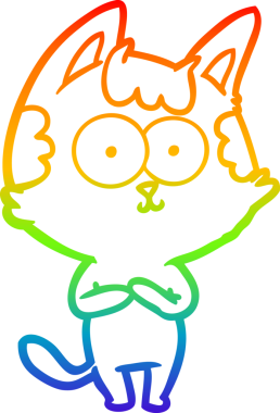 gökkuşağı gradyan çizimi mutlu çizgi film kedisi bir insan tarafından çizildi