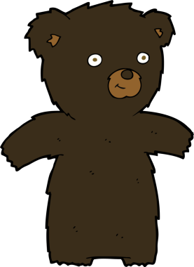 Bir insan tarafından çizilmiş sevimli çizgi film kara ayısı.