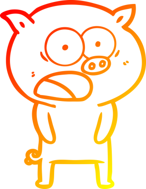 Bir insan tarafından çizilmiş bağıran çizgi film domuzu çizimi.