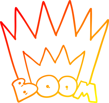 Bir insan tarafından çizilen çizgi film bum işaretinin sıcak gradyan çizimi