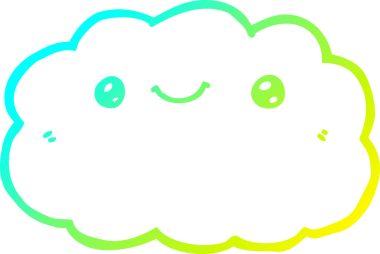 Bir insan tarafından çizilen karikatür bulutunun soğuk gradyan çizimi