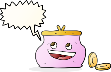 Bir insan tarafından çizilmiş serbest konuşma balonu karikatürü çantası