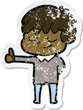 Bir insan tarafından çizilmiş mutlu bir çocuğun sıkıntılı çıkartması.