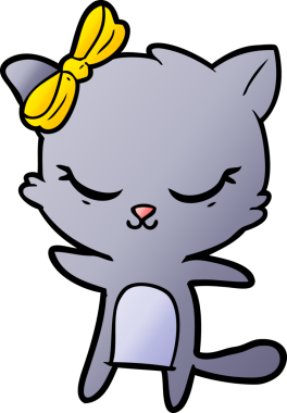 Bir insan tarafından çizilmiş sevimli çizgi film kedisi.