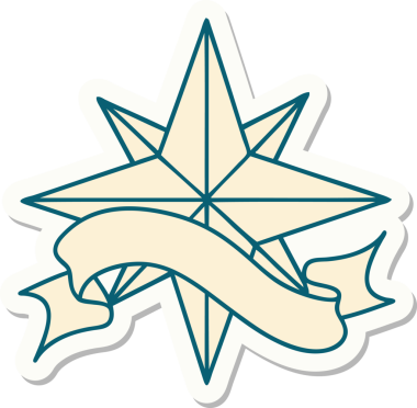 Bir insan tarafından çizilmiş bir yıldızın pankartına sahip dövme stili.