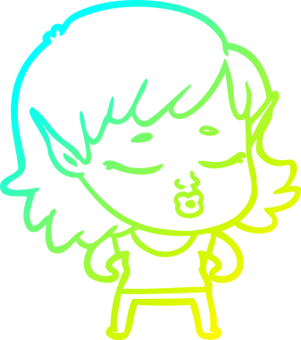 Bir insan tarafından çizilmiş güzel bir elf kızı çizimi.