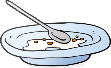 Bir insan tarafından çizilmiş boş mısır gevreği kasesi.