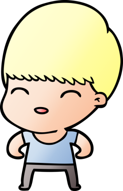 Bir insan tarafından çizilmiş mutlu çizgi film çocuğu.